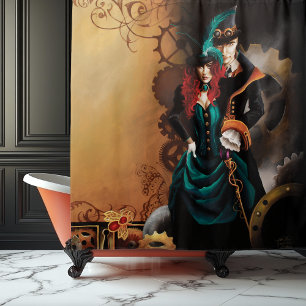 Victorian Steampunk Couple Elegance Romance Shower Curtain