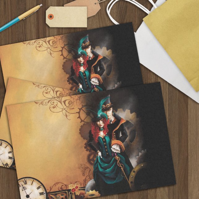 Victorian Steampunk Couple Elegance Romance Tissue Paper (Creator Uploaded)