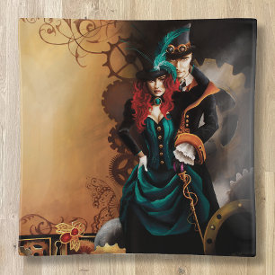 Victorian Steampunk Couple Elegance Romance Trinket Tray