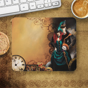 Victorian Steampunk Couple Mouse Pad