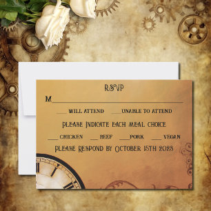 Victorian Steampunk Elegance Wedding RSVP Card