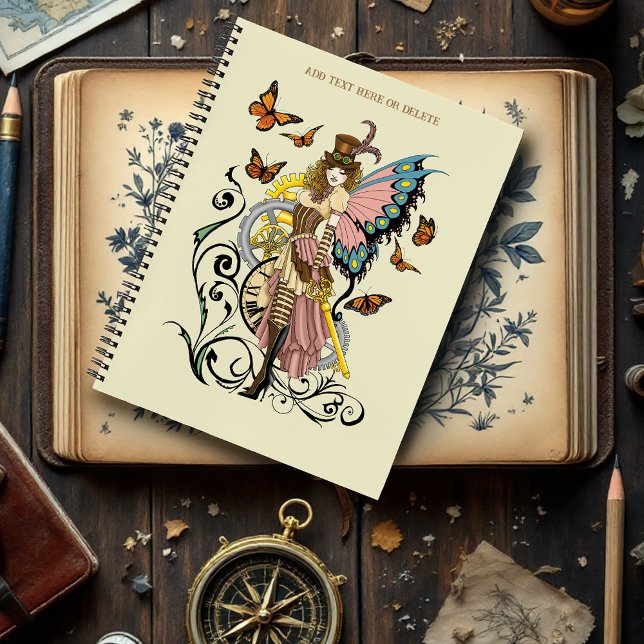 Victorian Steampunk Fairy Butterflies Gears Yellow Notebook (Creator Uploaded)