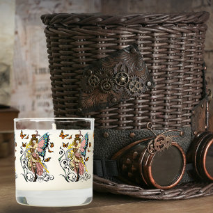 Victorian Steampunk Fairy Butterflies Gears Yellow Scented Candle