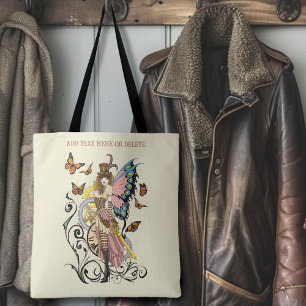 Victorian Steampunk Fairy Butterflies Gears Yellow Tote Bag