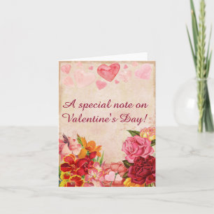 Victorian Steampunk Flowers Hearts Valentine's Day Holiday Card