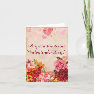 Victorian Steampunk Flowers Hearts Valentine's Day Holiday Card