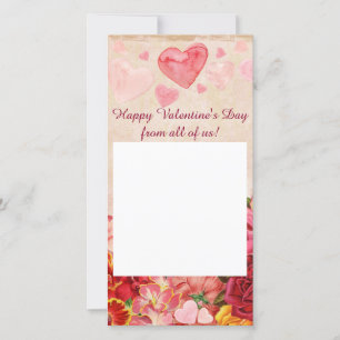 Victorian Steampunk Flowers Hearts Valentine's Day Holiday Card