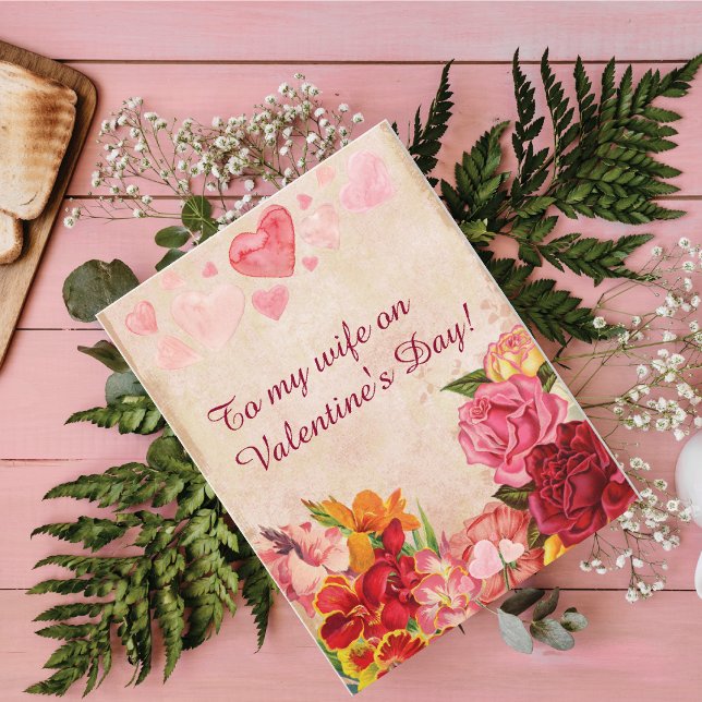 Victorian Steampunk Flowers Hearts Valentine's Day Holiday Card (Creator Uploaded)