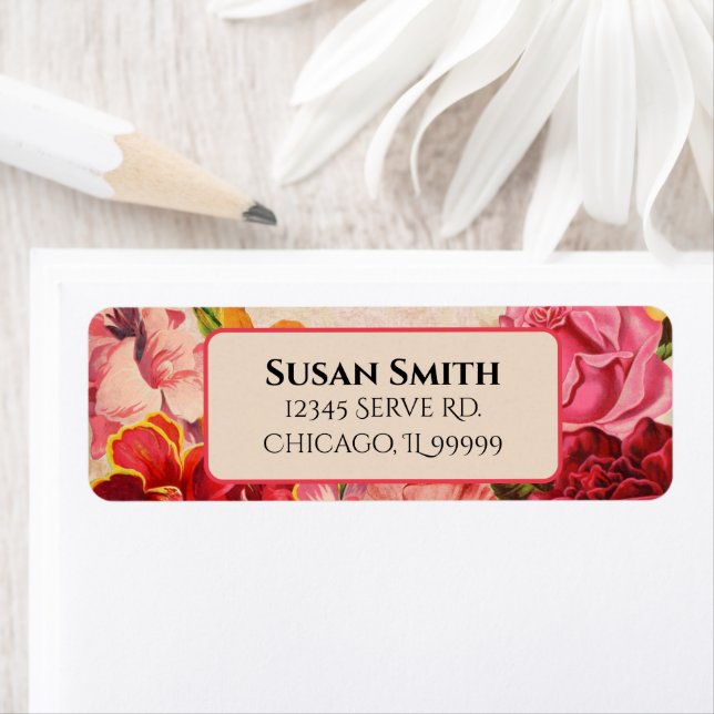 Victorian Steampunk Flowers Hearts Valentine's Day Label (Insitu)