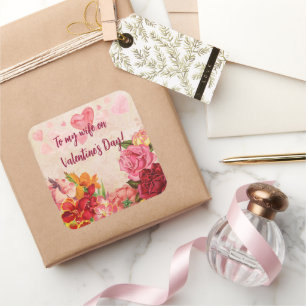 Victorian Steampunk Flowers Hearts Valentine's Day Square Sticker