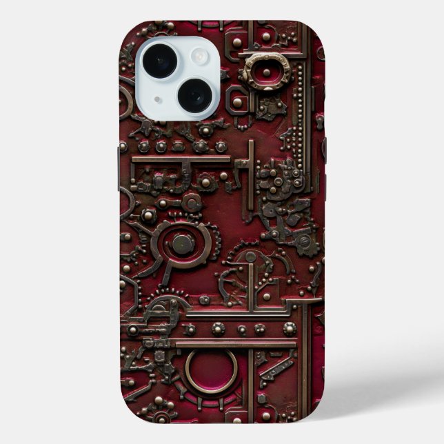 Victorian Steampunk Gear Burgundy Red Case-Mate iPhone Case (Back)