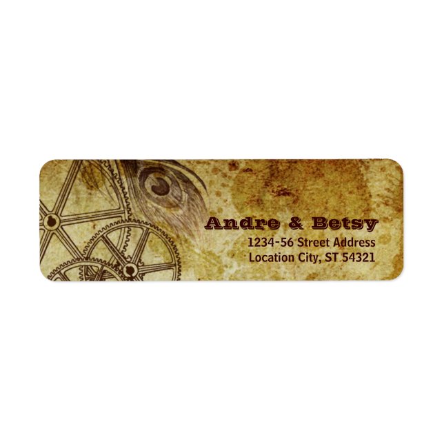 Victorian Steampunk (Gears & Feather) Address Label (Front)