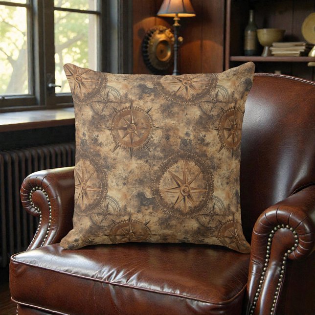 Victorian Steampunk Gears Throw Pillow (Creator Uploaded)