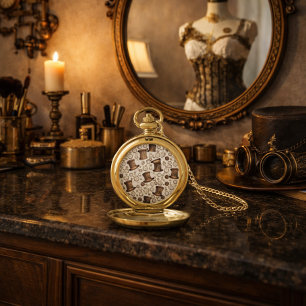 Victorian Steampunk Hat and Clockwork Pattern Pocket Watch