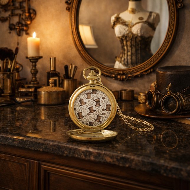 Victorian Steampunk Hat and Clockwork Pattern Pocket Watch (Creator Uploaded)