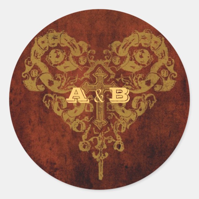 Victorian Steampunk (Heart & Cross) Favor Seal (Front)