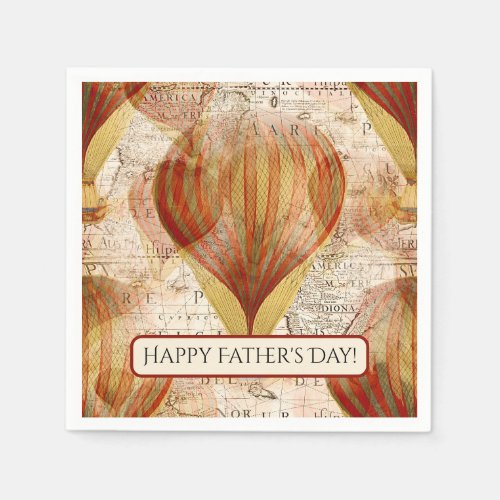 Victorian Steampunk Hot Air Balloons Fathers Day Napkins
