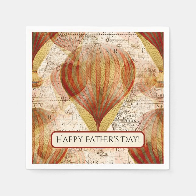 Victorian Steampunk Hot Air Balloons Father's Day Napkins (Front)