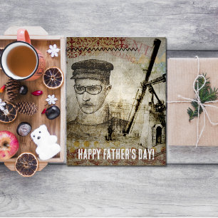 Victorian Steampunk Inventor Scientist Telescope Card