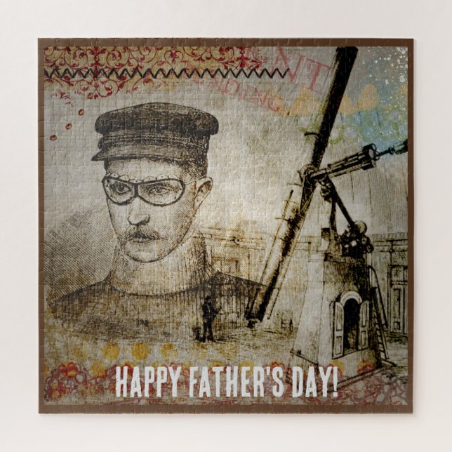 Victorian Steampunk Inventor Scientist Telescope Jigsaw Puzzle (Vertical)
