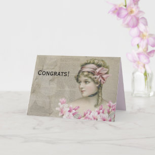 Victorian Steampunk Lady Newspaper Card