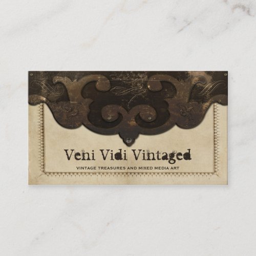 Victorian Steampunk Leather Flap Business Cards