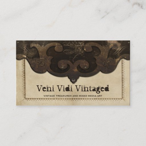Customizable Victorian Steampunk Leather Flap Business Cards