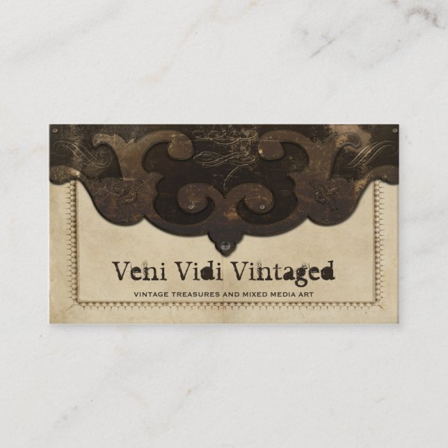 Victorian Steampunk Leather Flap Business Cards (Front)