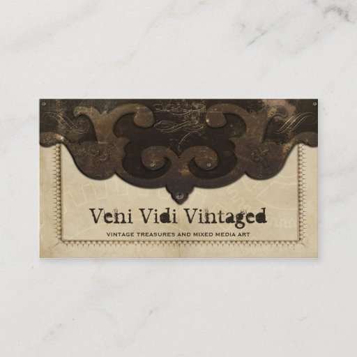 Customizable Victorian Steampunk Leather &amp; Gears Business Cards