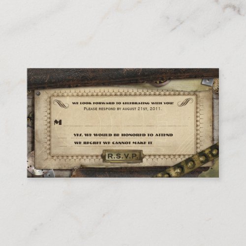 Victorian Steampunk Leather Wedding RSVP Cards Business Card Templates