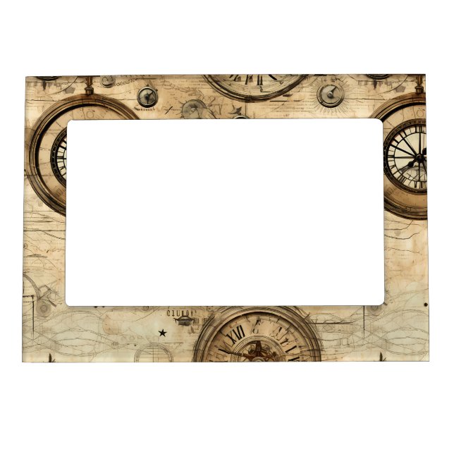 Victorian Steampunk Machinery Sepia Brown Magnetic Frame (Front)