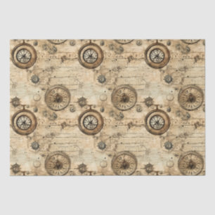 Victorian Steampunk Machinery Sepia Brown Tissue Paper