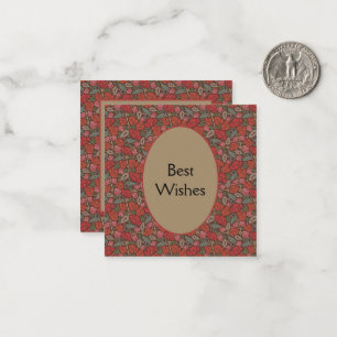 Victorian Steampunk Old Lock Key Red Poppies Note Card