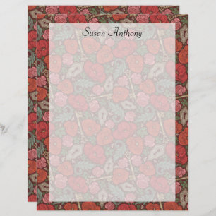 Victorian Steampunk Old Lock Key Red Poppies Paper