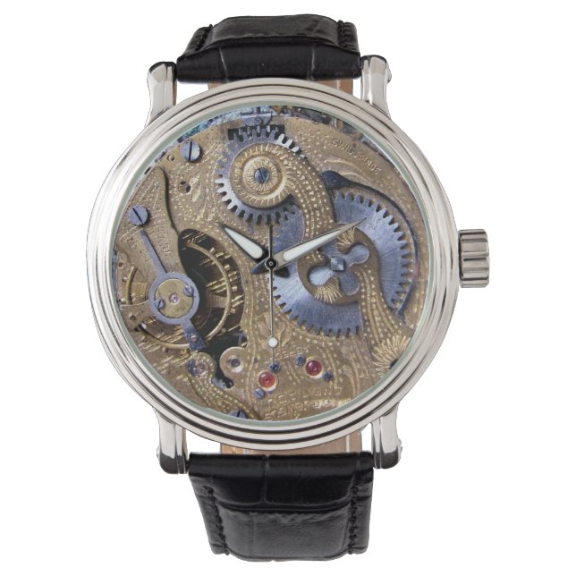 Victorian Steampunk Pocketwatch Gears wrist watch (Front)