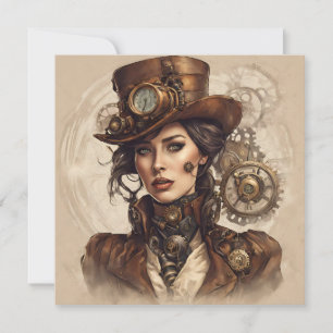 Victorian Steampunk Portrait of a Woman Invitation