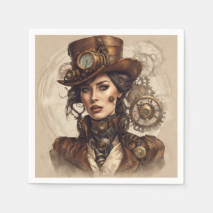 Victorian Steampunk Portrait of a Woman Napkins