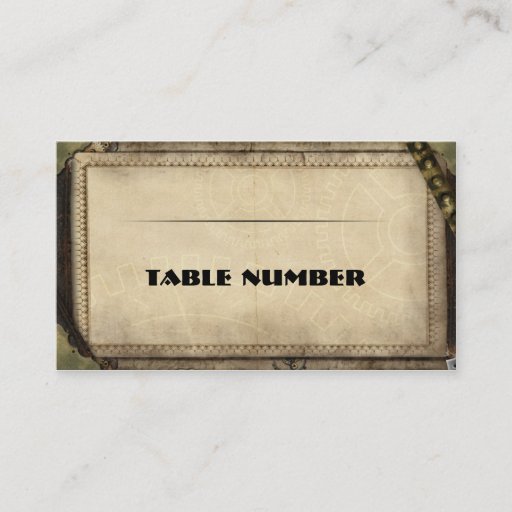 Customizable Victorian Steampunk Reception Placecards. Business Card Template