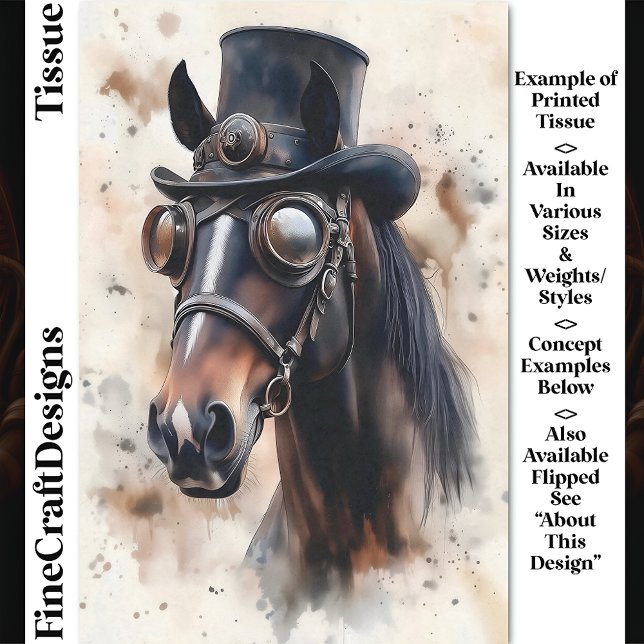 Victorian Steampunk Stallion Horse DF2L Decoupage Tissue Paper (Creator Uploaded)