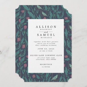 Victorian Steampunk Vintage Bird in Garden Wedding Invitation
