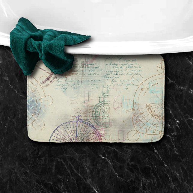Victorian Steampunk | Watercolor Grunge Pastel Bath Mat (Creator Uploaded)