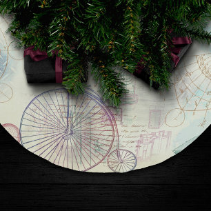 Victorian Steampunk Watercolor Grunge Pastel Brushed Polyester Tree Skirt