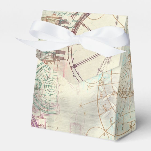 Victorian Steampunk | Watercolor Grunge Pastel Favor Boxes (Front Side)