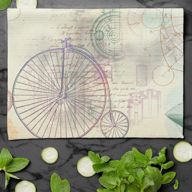 Victorian Steampunk | Watercolor Grunge Pastel Kitchen Towel (Creator Uploaded)