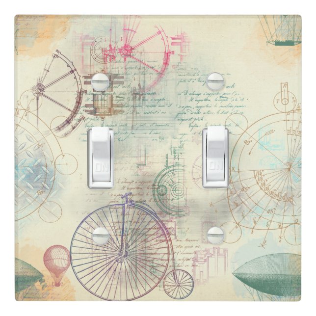 Victorian Steampunk | Watercolor Grunge Pastel Light Switch Cover (In Situ)