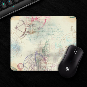 Victorian Steampunk   Watercolor Grunge Pastel Mouse Pad