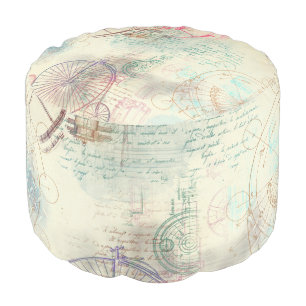 Victorian Steampunk   Watercolor Grunge Pastel Pouf