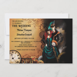 Victorian Steampunk Wedding Invitation
