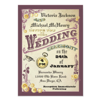 21 Fabulous Vintage Wedding Invitations Victorian Steampunk Vintage Gears Wedding Card