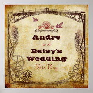 Victorian Steampunk Wedding: "This Way" Sign